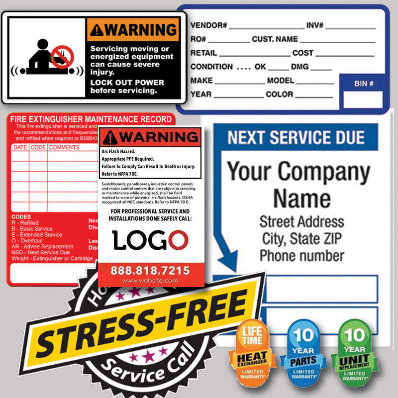 Vinyl Service Call Stickers Custom Made Servicing Stickers